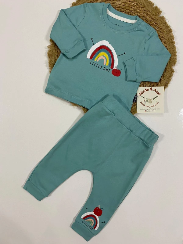 Little One Unisex 2'li Takım-Koyu Mint